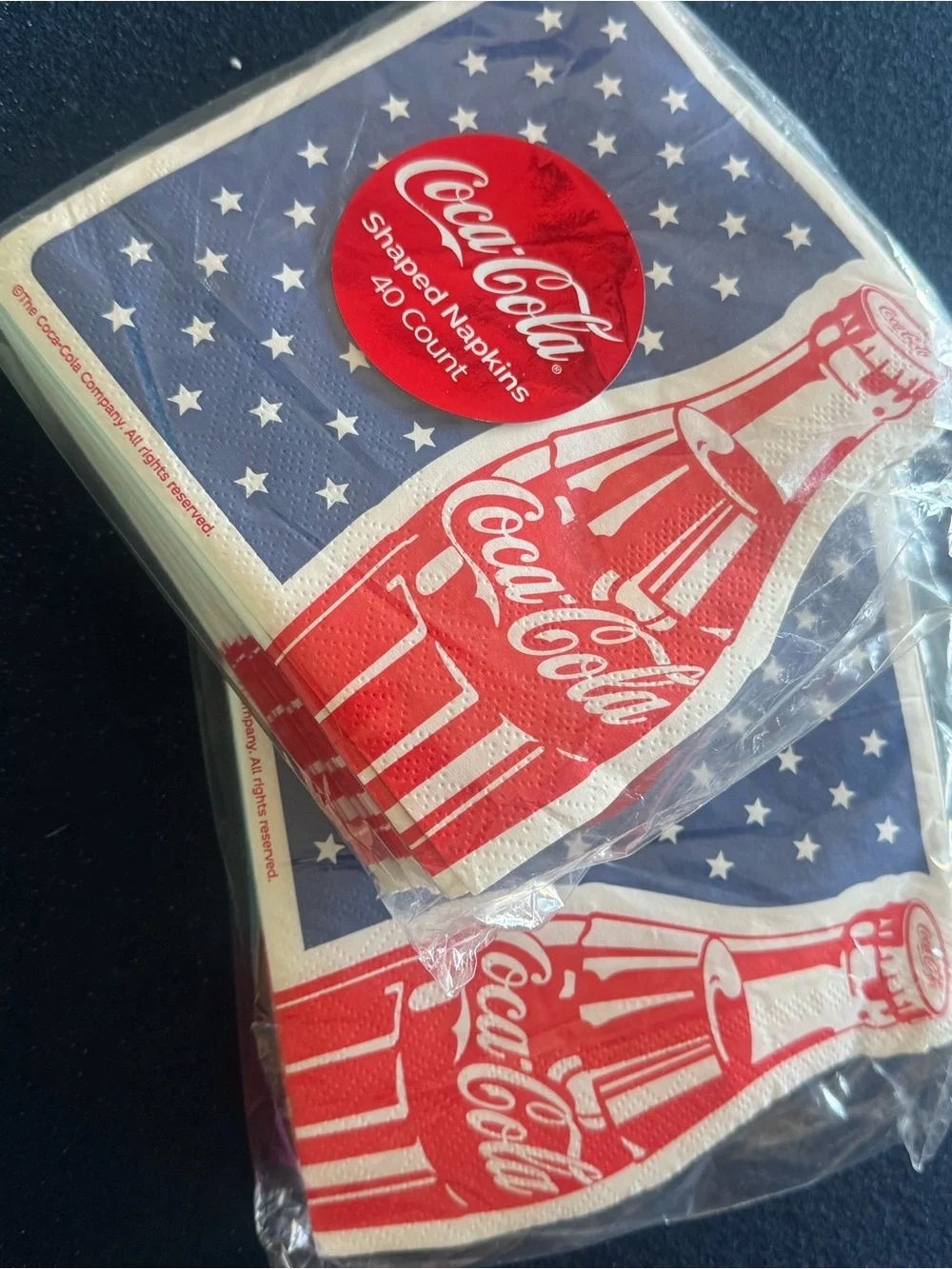 Set of Coca-Cola Classic Red,White& Blue Bottle FUN patriotic party napkins ❤️🤍💙